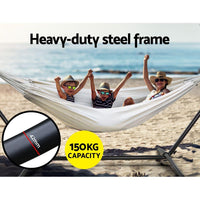Gardeon Camping Hammock With Stand Cotton Rope Lounge Hammocks Outdoor Swing Bed Kings Warehouse 
