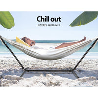 Gardeon Camping Hammock With Stand Cotton Rope Lounge Hammocks Outdoor Swing Bed Kings Warehouse 