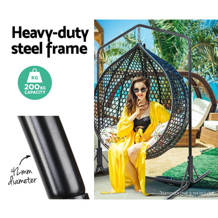Gardeon Double Hammock Chair Stand Steel Frame 2 Person Outdoor Heavy Duty 200KG Outdoor Kings Warehouse 