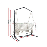 Gardeon Double Swing Hammock Chair with Stand Macrame Outdoor Bench Seat Chairs Gardeon Kings Warehouse 