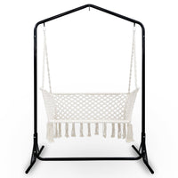 Gardeon Double Swing Hammock Chair with Stand Macrame Outdoor Bench Seat Chairs Gardeon Kings Warehouse 