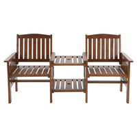 Gardeon Garden Bench Chair Table Loveseat Wooden Outdoor Furniture Patio Park Brown Kings Warehouse 
