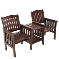Gardeon Garden Bench Chair Table Loveseat Wooden Outdoor Furniture Patio Park Charcoal Brown Outdoor Furniture Kings Warehouse 