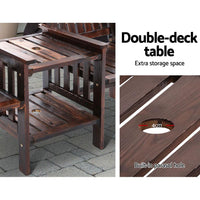 Gardeon Garden Bench Chair Table Loveseat Wooden Outdoor Furniture Patio Park Charcoal Brown Outdoor Furniture Kings Warehouse 
