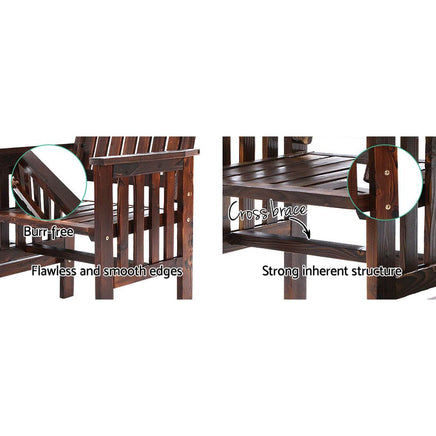 Gardeon Garden Bench Chair Table Loveseat Wooden Outdoor Furniture Patio Park Charcoal Brown Outdoor Furniture Kings Warehouse 