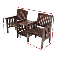 Gardeon Garden Bench Chair Table Loveseat Wooden Outdoor Furniture Patio Park Charcoal Brown Outdoor Furniture Kings Warehouse 