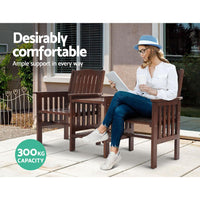 Gardeon Garden Bench Chair Table Loveseat Wooden Outdoor Furniture Patio Park Charcoal Brown Outdoor Furniture Kings Warehouse 