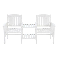 Gardeon Garden Bench Chair Table Loveseat Wooden Outdoor Furniture Patio Park White Kings Warehouse 