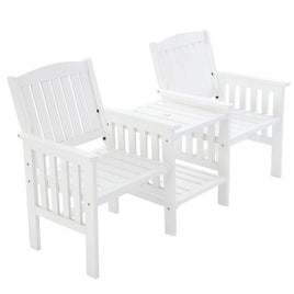 Gardeon Garden Bench Chair Table Loveseat Wooden Outdoor Furniture Patio Park White Kings Warehouse 