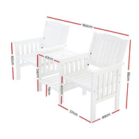 Gardeon Garden Bench Chair Table Loveseat Wooden Outdoor Furniture Patio Park White Kings Warehouse 
