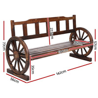 Gardeon Garden Bench Wooden Wagon Chair 3 Seat Outdoor Furniture Backyard Lounge Charcoal Outdoor Kings Warehouse 