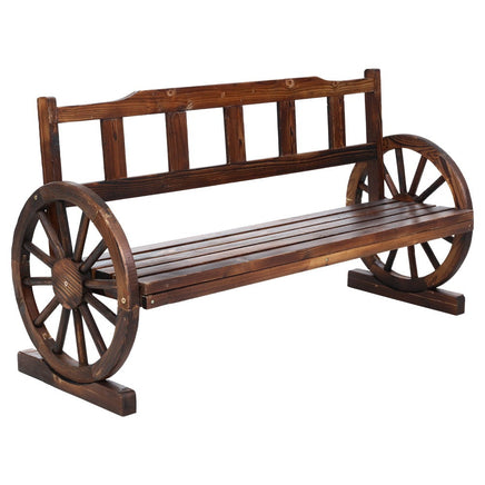 Gardeon Garden Bench Wooden Wagon Chair 3 Seat Outdoor Furniture Backyard Lounge Charcoal Outdoor Kings Warehouse 