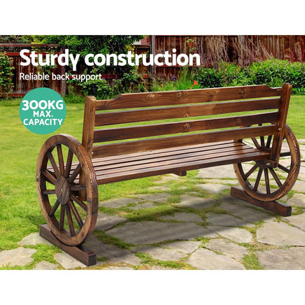 Gardeon Garden Bench Wooden Wagon Chair 3 Seat Outdoor Furniture Backyard Lounge Outdoor Kings Warehouse 