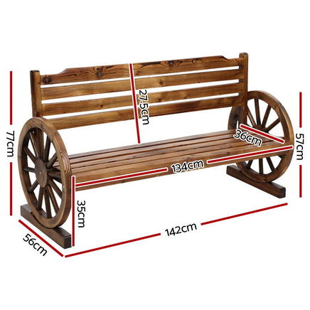 Gardeon Garden Bench Wooden Wagon Chair 3 Seat Outdoor Furniture Backyard Lounge Outdoor Kings Warehouse 