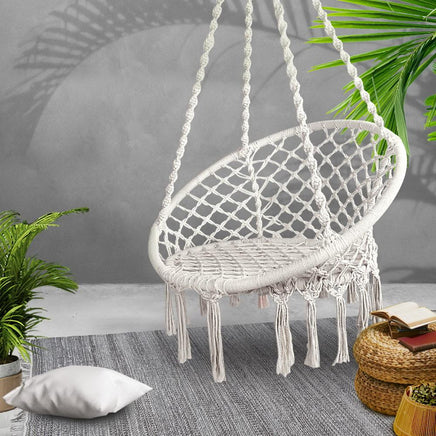 Gardeon Hammock Chair Swing Bed Relax Rope Portable Outdoor Hanging Indoor 124CM Hammocks Kings Warehouse 