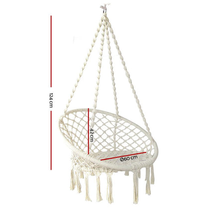 Gardeon Hammock Chair Swing Bed Relax Rope Portable Outdoor Hanging Indoor 124CM Hammocks Kings Warehouse 