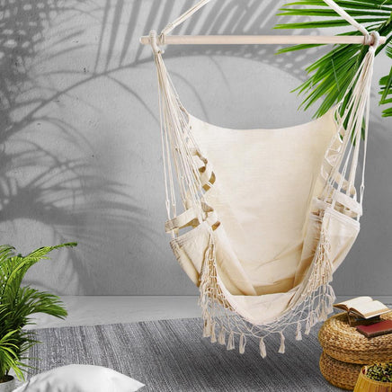 Gardeon Hammock Swing Chair - Cream Kings Warehouse 