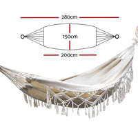 Gardeon Hanging Tassel Hammock Swing Bed Cream Kings Warehouse 