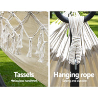 Gardeon Hanging Tassel Hammock Swing Bed Cream Kings Warehouse 