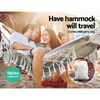 Gardeon Hanging Tassel Hammock Swing Bed Cream Kings Warehouse 