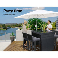 Gardeon Outdoor Bar Set Table Chairs Stools Rattan Patio Furniture 4 Seaters Outdoor Furniture Kings Warehouse 