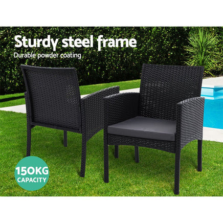 Gardeon Outdoor Bistro Chairs Patio Furniture Dining Chair Wicker Garden Cushion Tea Coffee Cafe Bar Set Outdoor Furniture Kings Warehouse 