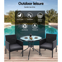 Gardeon Outdoor Bistro Chairs Patio Furniture Dining Chair Wicker Garden Cushion Tea Coffee Cafe Bar Set Outdoor Furniture Kings Warehouse 