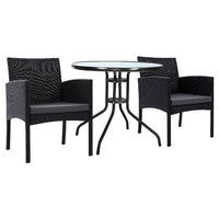 Gardeon Outdoor Bistro Chairs Patio Furniture Dining Chair Wicker Garden Cushion Tea Coffee Cafe Bar Set Outdoor Furniture Kings Warehouse 