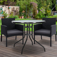 Gardeon Outdoor Bistro Chairs Patio Furniture Dining Chair Wicker Garden Cushion Tea Coffee Cafe Bar Set Outdoor Furniture Kings Warehouse 