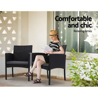 Gardeon Outdoor Bistro Chairs Patio Furniture Dining Chair Wicker Garden Cushion Tea Coffee Cafe Bar Set Outdoor Furniture Kings Warehouse 