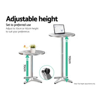 Gardeon Outdoor Bistro Set Bar Table Stools Adjustable Aluminium Cafe 3PC Round Furniture > Bar Stools & Chairs Kings Warehouse 