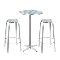 Gardeon Outdoor Bistro Set Bar Table Stools Adjustable Aluminium Cafe 3PC Round Furniture > Bar Stools & Chairs Kings Warehouse 
