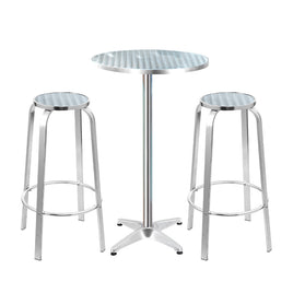 Gardeon Outdoor Bistro Set Bar Table Stools Adjustable Aluminium Cafe 3PC Round Furniture > Bar Stools & Chairs Kings Warehouse 