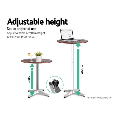 Gardeon Outdoor Bistro Set Bar Table Stools Adjustable Aluminium Cafe 3PC Wood Furniture > Bar Stools & Chairs Kings Warehouse 