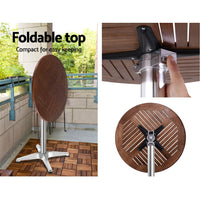 Gardeon Outdoor Bistro Set Bar Table Stools Adjustable Aluminium Cafe 3PC Wood Furniture > Bar Stools & Chairs Kings Warehouse 