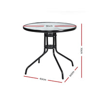 Gardeon Outdoor Dining Table Bar Setting Steel Glass 70CM Home & Garden > Garden Furniture Kings Warehouse 