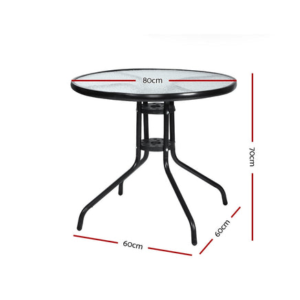 Gardeon Outdoor Dining Table Bar Setting Steel Glass 70CM Home & Garden > Garden Furniture Kings Warehouse 