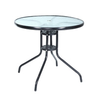 Gardeon Outdoor Dining Table Bar Setting Steel Glass 70CM Home & Garden > Garden Furniture Kings Warehouse 