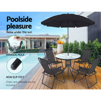 Gardeon Outdoor Dining Table Bar Setting Steel Glass 70CM Home & Garden > Garden Furniture Kings Warehouse 