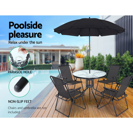 Gardeon Outdoor Dining Table Bar Setting Steel Glass 70CM Home & Garden > Garden Furniture Kings Warehouse 