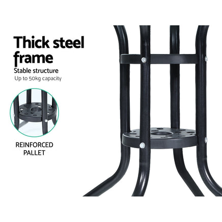 Gardeon Outdoor Dining Table Bar Setting Steel Glass 70CM Home & Garden > Garden Furniture Kings Warehouse 