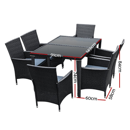 Gardeon Outdoor Furniture 7pcs Dining Set Gardeon Kings Warehouse 