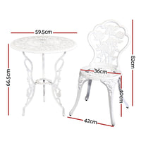 Gardeon Outdoor Furniture Chairs Table 3pc Aluminium Bistro White Outdoor Furniture Kings Warehouse 