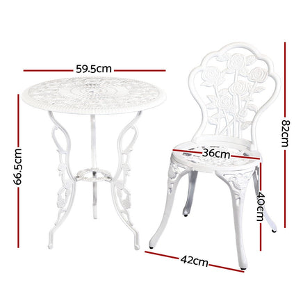 Gardeon Outdoor Furniture Chairs Table 3pc Aluminium Bistro White Outdoor Furniture Kings Warehouse 