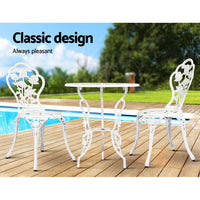 Gardeon Outdoor Furniture Chairs Table 3pc Aluminium Bistro White Outdoor Furniture Kings Warehouse 
