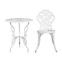 Gardeon Outdoor Furniture Chairs Table 3pc Aluminium Bistro White Outdoor Furniture Kings Warehouse 