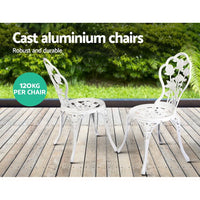 Gardeon Outdoor Furniture Chairs Table 3pc Aluminium Bistro White Outdoor Furniture Kings Warehouse 