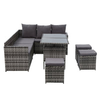 Gardeon Outdoor Furniture Dining Setting Sofa Set Lounge Wicker 9 Seater Mixed Grey Outdoor Kings Warehouse 