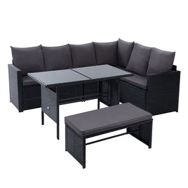 Gardeon Outdoor Furniture Dining Setting Sofa Set Wicker 8 Seater Storage Cover Black Outdoor Furniture Kings Warehouse