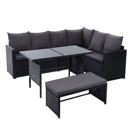Gardeon Outdoor Furniture Dining Setting Sofa Set Wicker 8 Seater Storage Cover Black Outdoor Furniture Kings Warehouse 